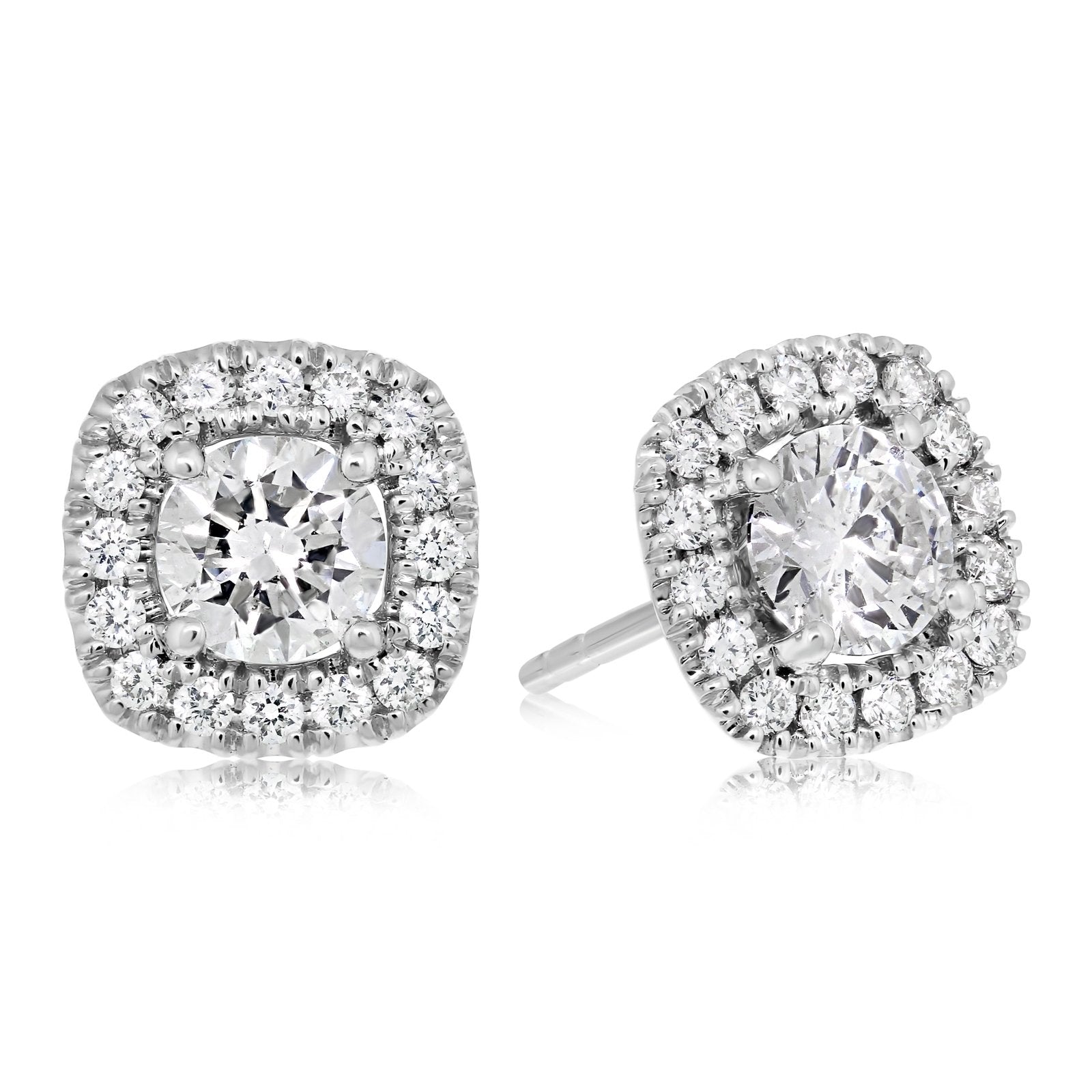 2 1/5 CT TW Black and White Diamond Halo Stud Earrings in 10k Rose Gold -  CBG001254