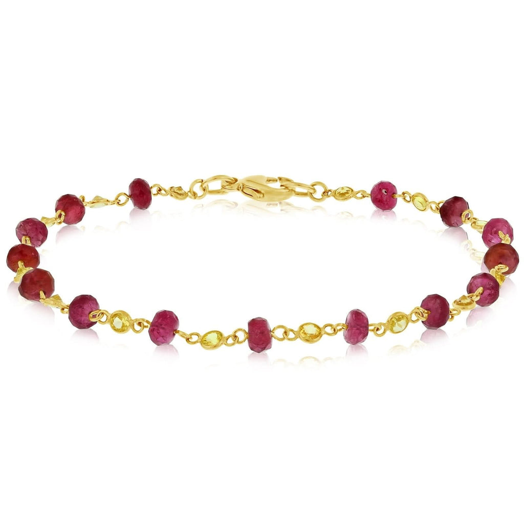 Ruby & Yellow Sapphire Station Bead Bracelet