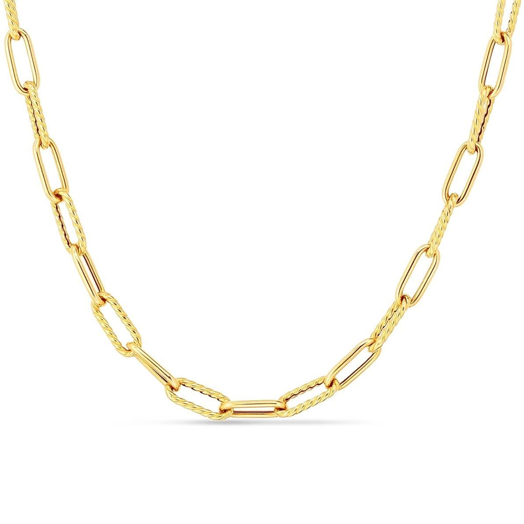 ROBERTO COIN Mixed Texture Paperclip Chain Necklace