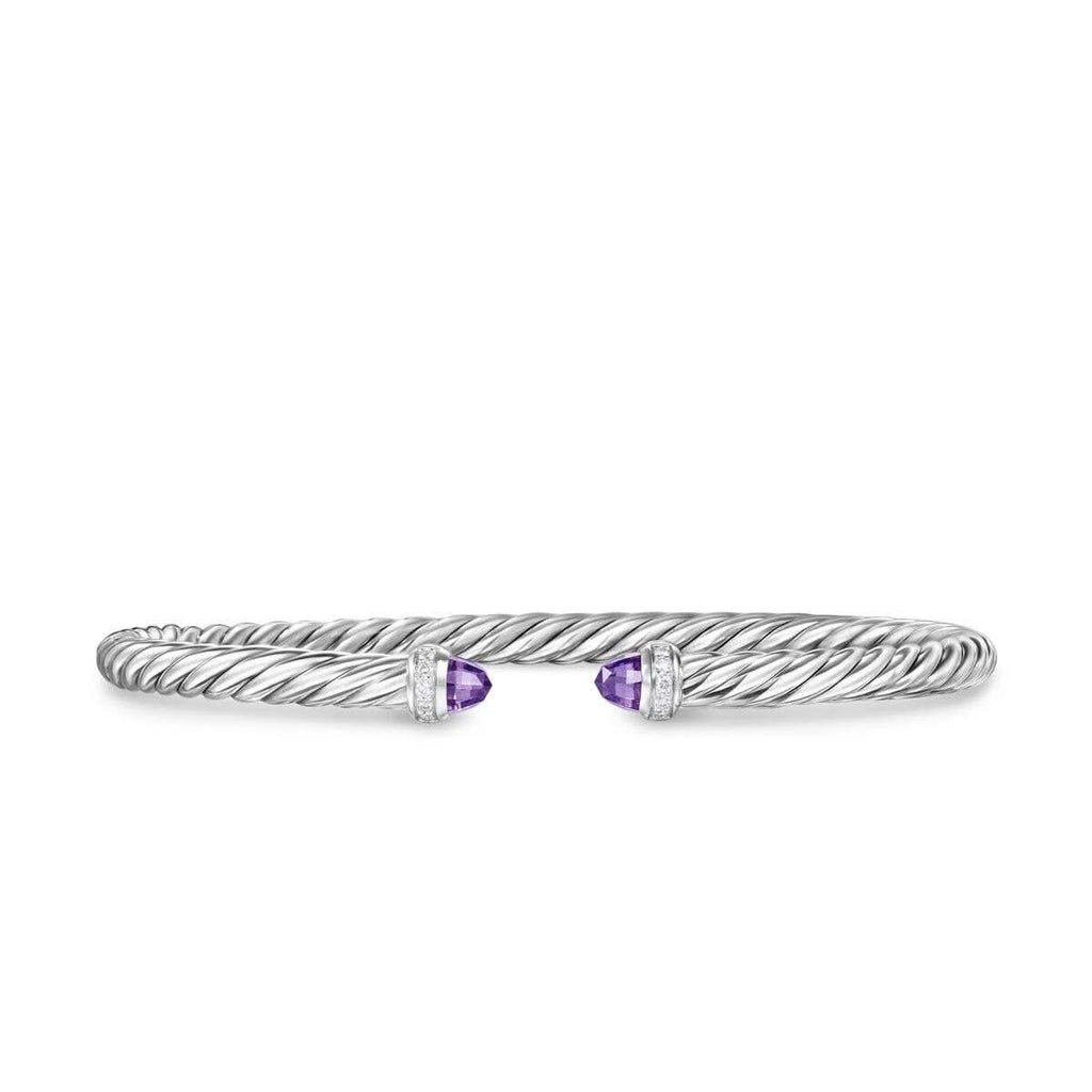 DAVID YURMAN Cablespira Flex® Bracelet in Sterling Silver with Amethyst and Diamonds, 4mm