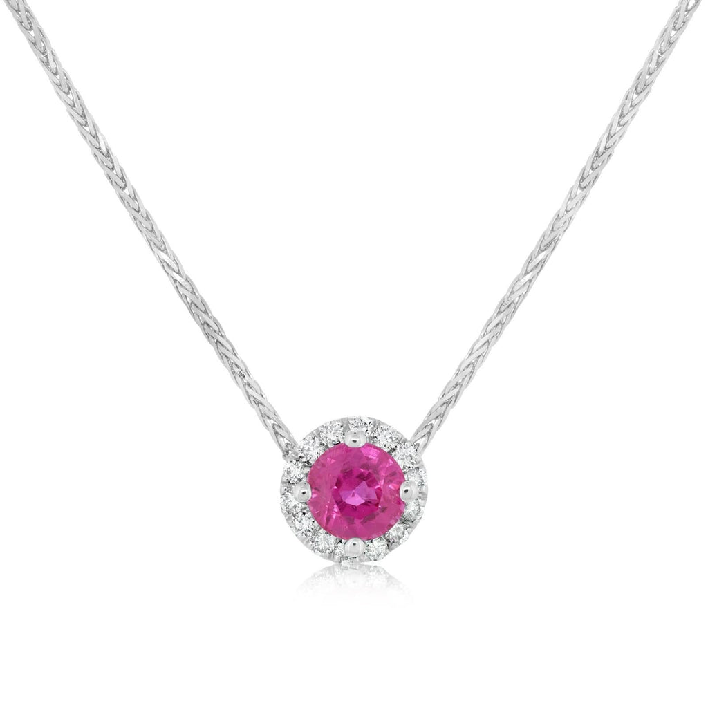 Ruby & Diamond Halo Pendant