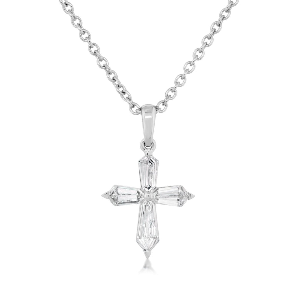 Shield Cut Diamond Cross Pendant