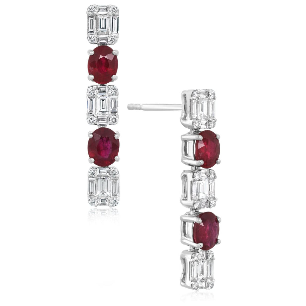 Ruby & Diamond Drop Earrings