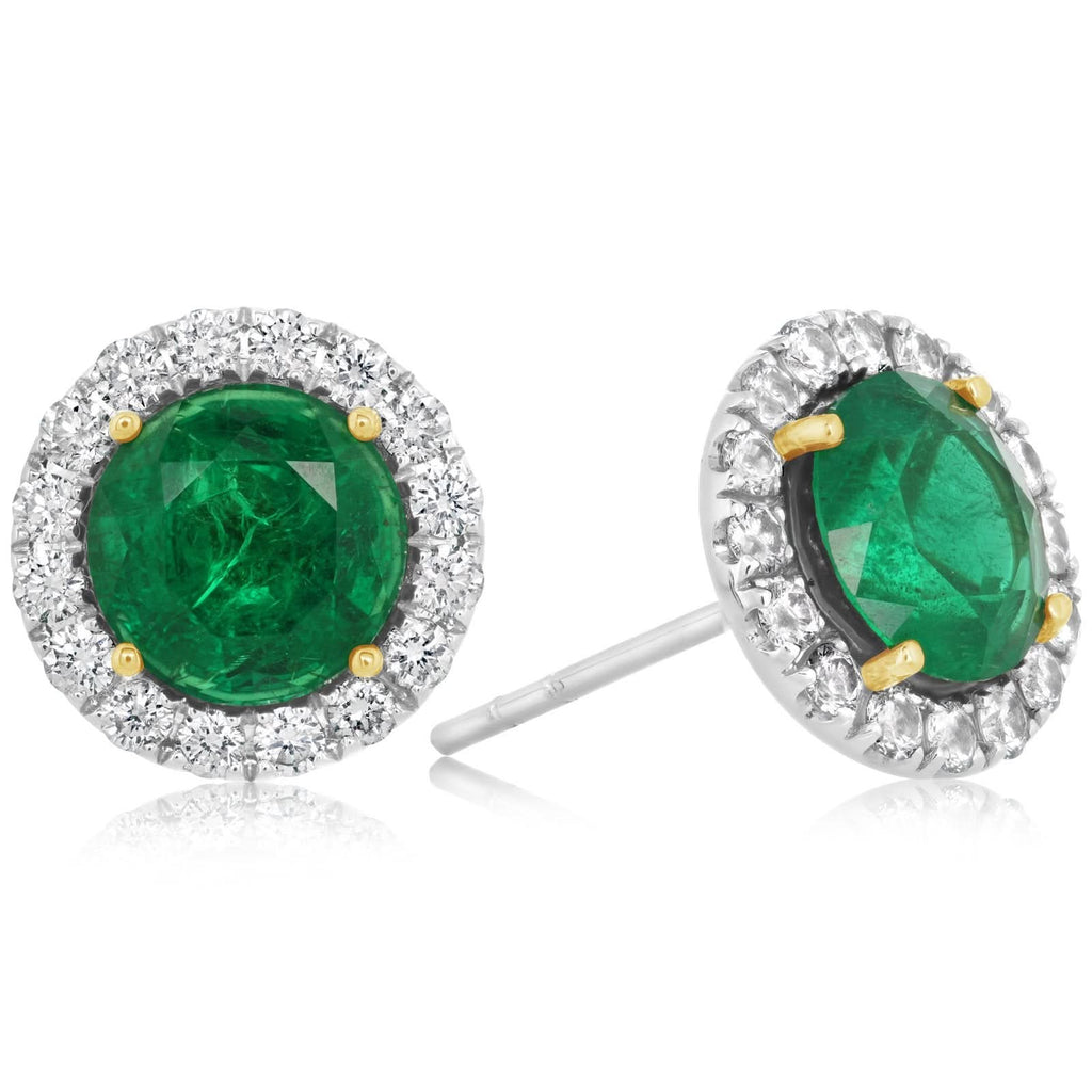 Emerald & Diamond Halo Earrings