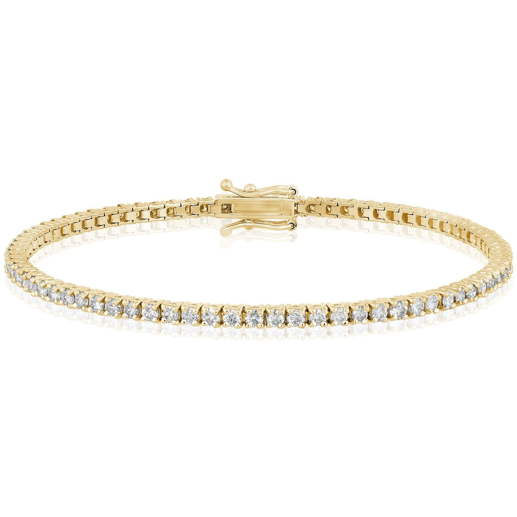 Yellow Gold 2.50 Carat Diamond Tennis Bracelet