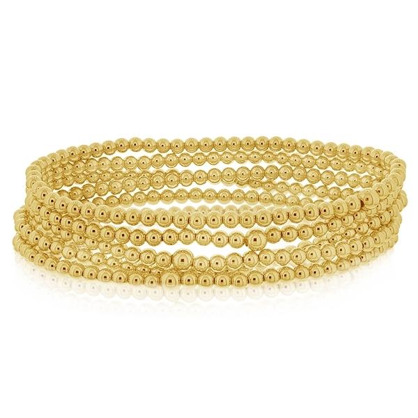 Gold Beaded Bracelets - Stackable Gold Beaded Bracelet 3mm 4mm 5mm 6mm