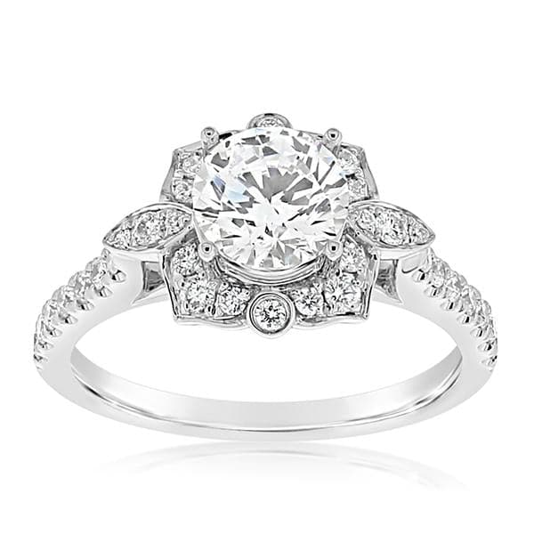 Round Real Diamonds White Gold Flower Diamond Engagement Ring, Size: Free  Size at Rs 37048 in Surat