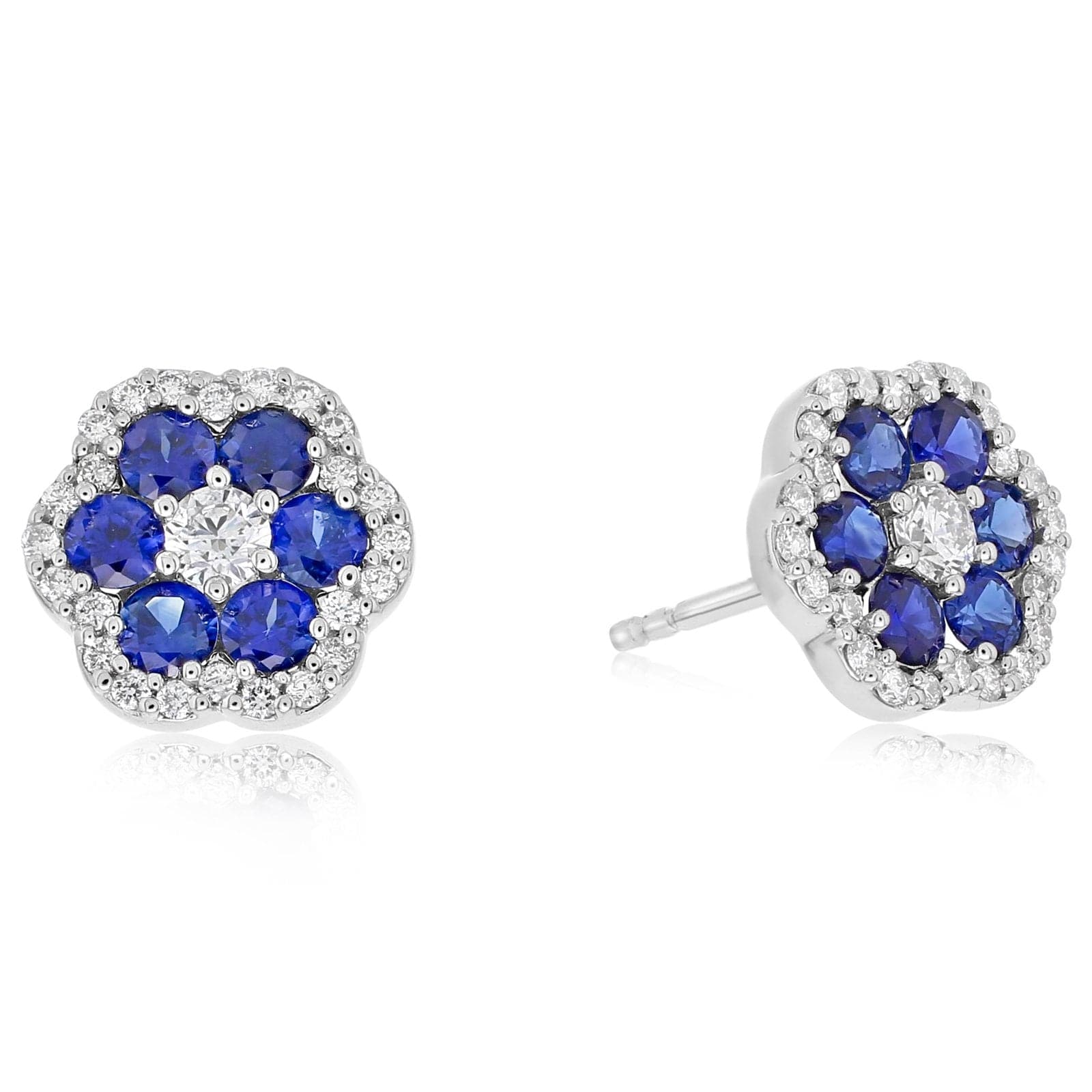 18ct White Gold 2.32ct Sapphire & Diamond Earrings - Laings